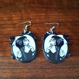Witchy Woman Earrings Moth Tattoo Gothic Wednesday Addams Black White